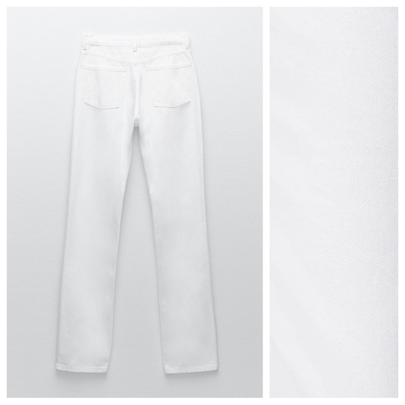 NWT. Zara White Straight-Leg Mid-Waist Full Length Jeans. Size 8. - Picture 9 of 12